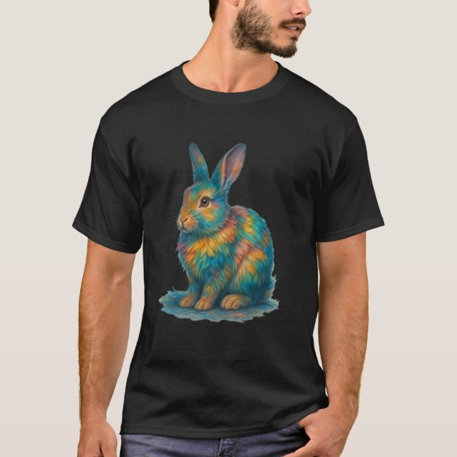 Färgglad akvarell kanin kanin t shirt (Framsida)