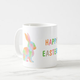 Färgglad akvarellkanin och glad påsk-text kaffemugg