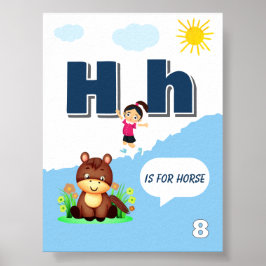 Färgglad Alfabet Lärandeplanscher Bokstav H Poster