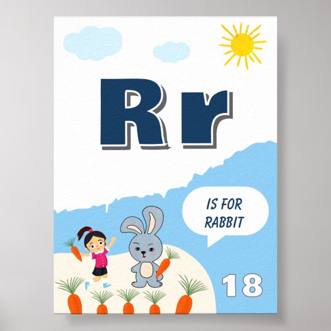 Färgglad Alfabet Lärandeplanscher Bokstav R Poster (Framsidan)