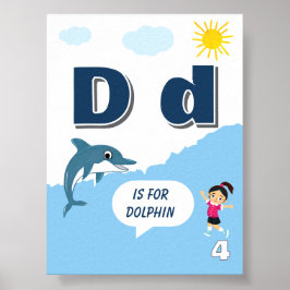 Färgglad alfabetlärandeplanschen bokstaven D Poster