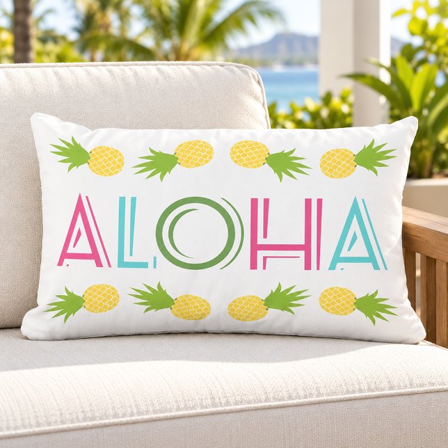 Färgglad Aloha Ananas Tropisk Lumbarkudde (Skapare uppladdad)