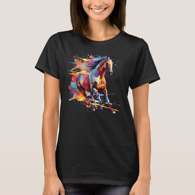 Färgglad andalusisk häst stänk konst t shirt (Framsida)