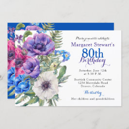 Färgglad Anemon Blomma 80-års Födelsedagsinbjudan Inbjudningar