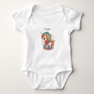 Färgglad Animerad Bebis Enhörning T Shirt