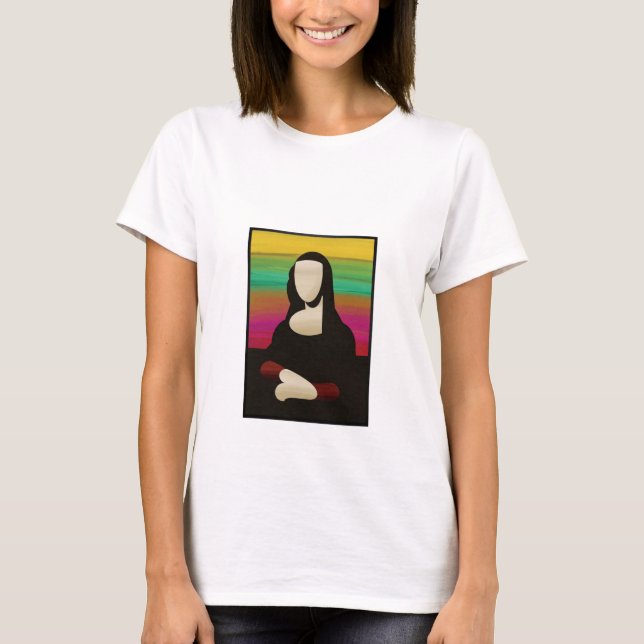 Färgglad Ansiktslös Mona Lisa Konst T-shirt (Framsida)