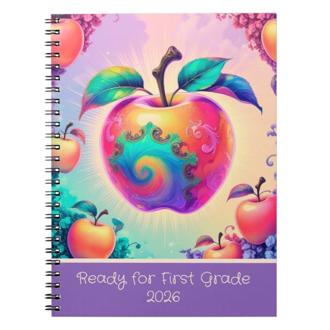 Färgglad äpple för 1:a klass 2025 anteckningsbok (Framsidan)