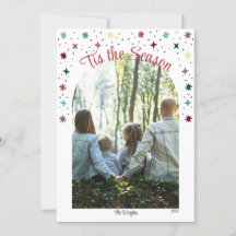 Färgglad årstidens foto platt julkort