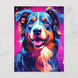 Färgglad australian shepherd konst vykort