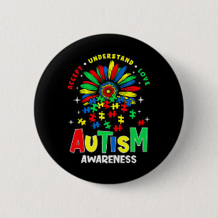 Färgglad Autism Acceptans Förståelse Kärlek P Knapp