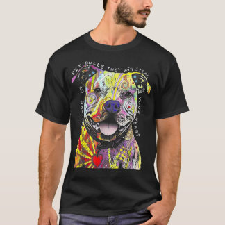 Färgglad Baby Pitbull Terrier Älskare Pappa Mamma T Shirt
