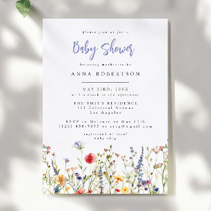 Färgglad Baby Shower-inbjudan med vilda blommor Inbjudningar
