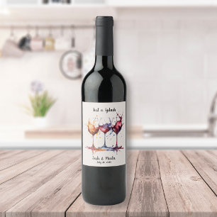 Färgglad Bara en Stänk av Vin Akvarell Vinflaska Etikett
