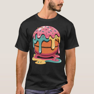 Färgglad Basketboll Glass Dropp Smältande Is T Shirt