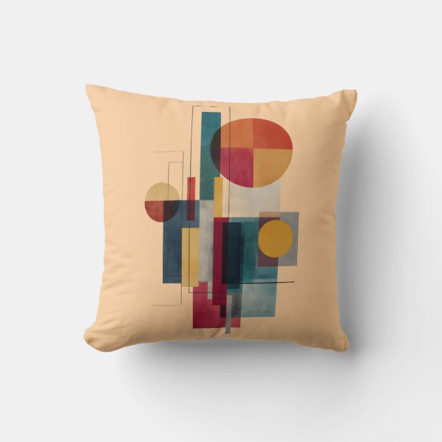 Färgglad Bauhaus Geometrisk Abstrakt Kuddslip Kudde (Framsida)