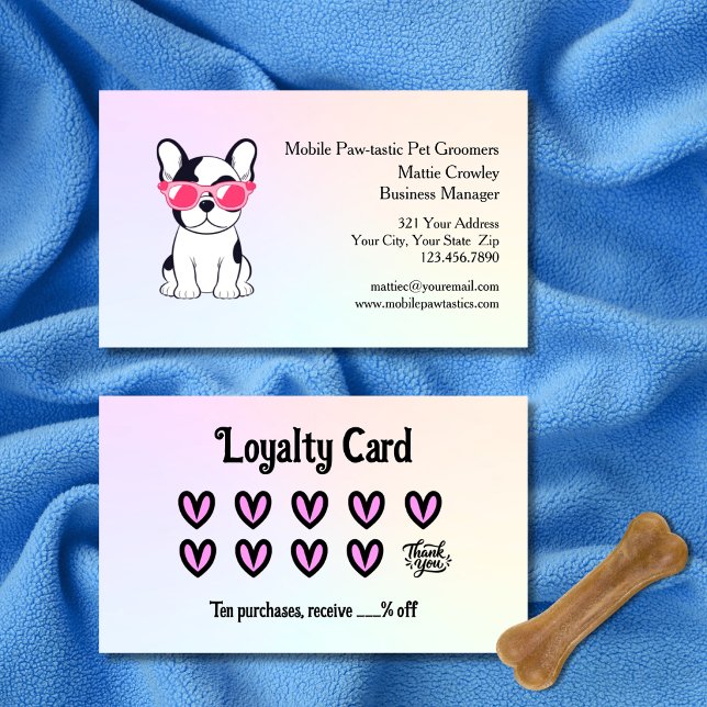 Färgglad belöningskort för husdjursvård visitkort (Give your customers an extra reason to come back with these colorful loyalty cards!
 )