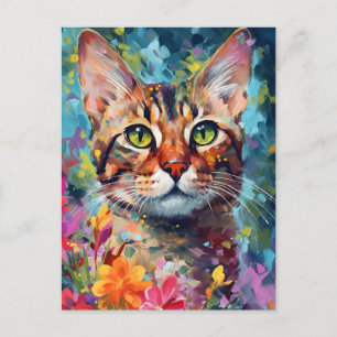 Färgglad Bengal-katt Vykort