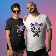 Färgglad björn med Goth Genderqueer Pride Flagga
