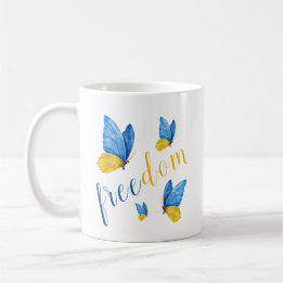 Färgglad Blå Gul Fjäril Kaffemugg