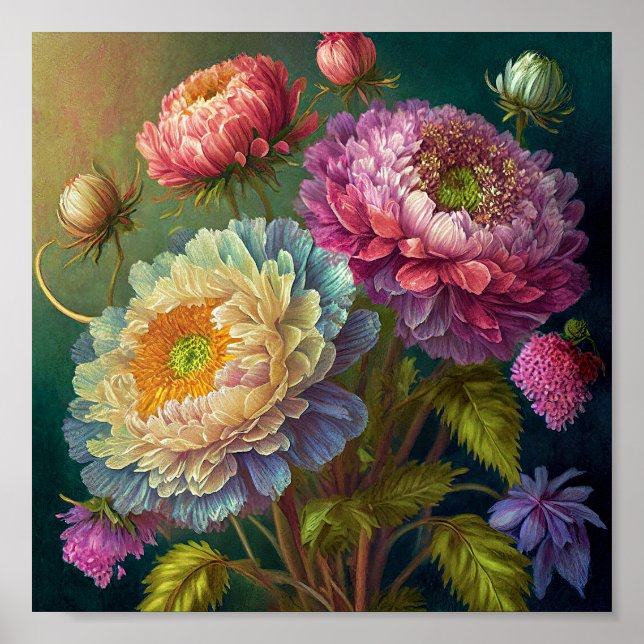 Färgglad blomkonst poster (Framsidan)