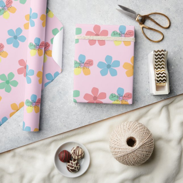 Färgglad Blomma Annorlunda Inte Mindre Autism Rosa Presentpapper (Hantverk)