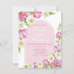 Färgglad Blomma Barn Födelsedag Vykort