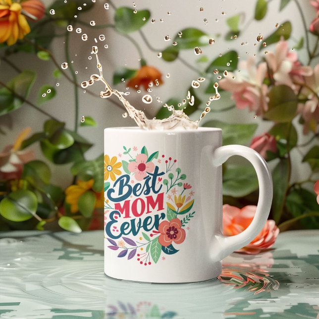 Färgglad blomma Bästa mamma någonsin Kaffemugg (Skapare uppladdad)