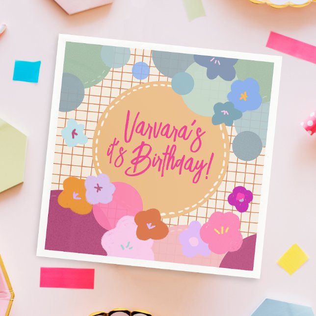 Färgglad Blomma Födelsedag Dopamin Pappersservett (Skapare uppladdad)