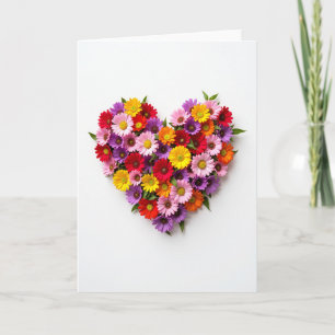 Färgglad Blomma Hjärtan Kärlek Kort