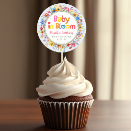 Färgglad blommande baby - present åt gästerna på b runt klistermärke