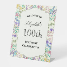 Färgglad Blommig 100-års Födelsedags Välkomstskylt