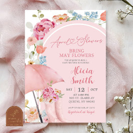 Färgglad Blommig April Paraply Baby Shower Inbjuda Inbjudningar