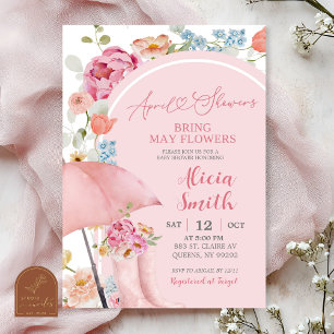 Färgglad Blommig April Paraply Baby Shower Inbjuda Inbjudningar
