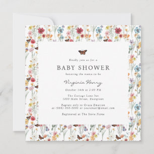 Färgglad Blommig Bebis Shower Inbjudningar