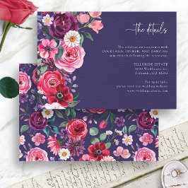 Färgglad Blommig Bröllop Tilläggskort