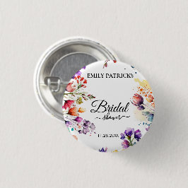 Färgglad Blommig Bröllopsdusch Knapp