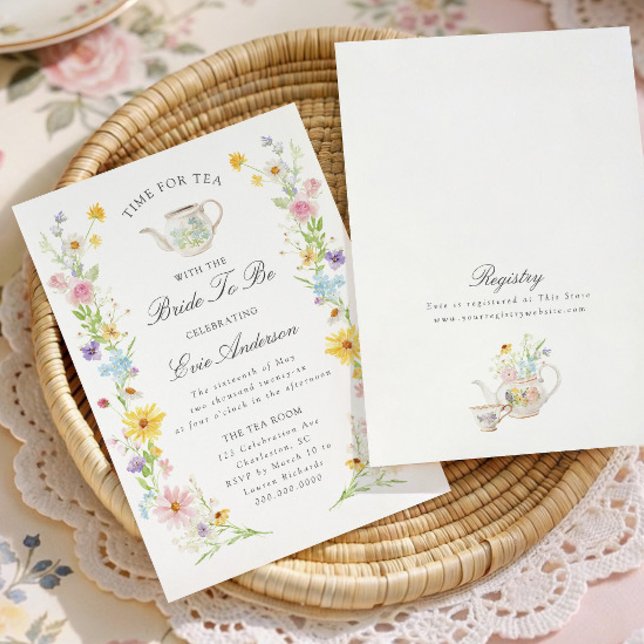 Färgglad Blommig Bröllopstea Party Inbjudningar (Skapare uppladdad)