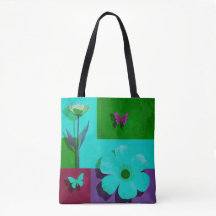 Färgglad blommig & fjäril konst handledbag