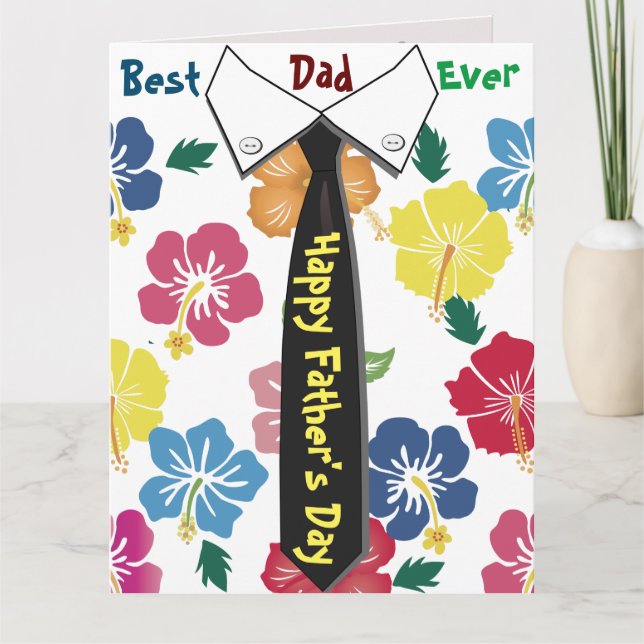 Färgglad Blommig glad fars dag-kort Kort (Framsida)