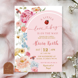 Färgglad Blommig Lovebug Baby Shower Inbjudan