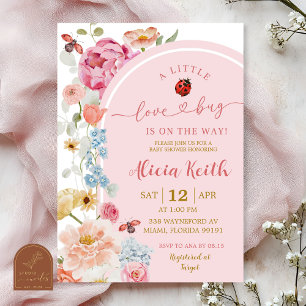 Färgglad Blommig Lovebug Baby Shower Inbjudan