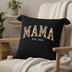 Färgglad Blommig Mama Varsity Feministisk Konstver Kudde