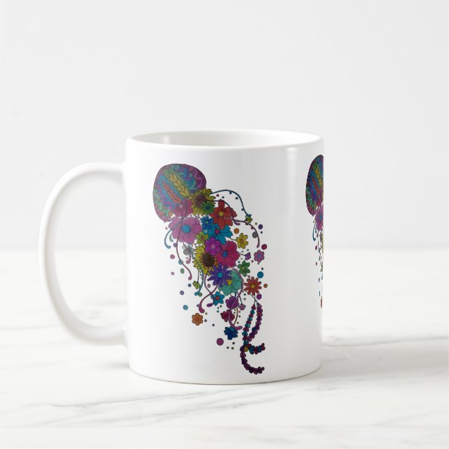 Färgglad Blommig Manet Mandala Mugg (Vänster)