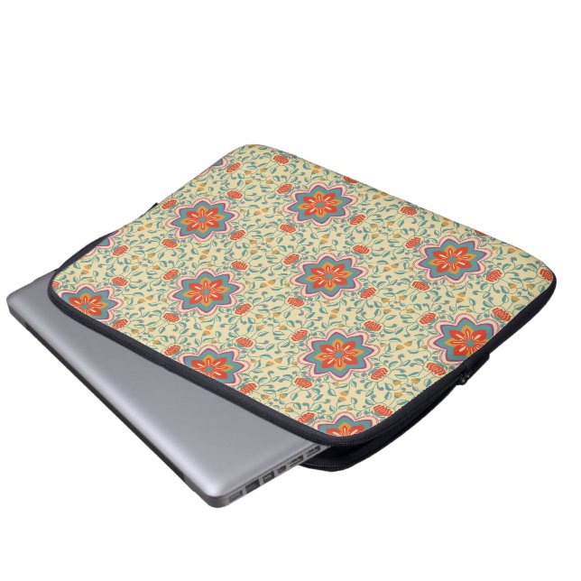 Färgglad blommig mönstrad datorslida laptop fodral (Framre botten)