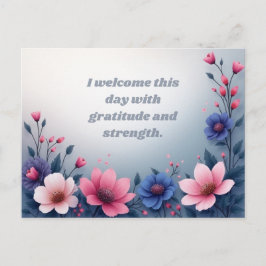 Färgglad Blommig Motivation Tacksamhet och Styrka Vykort