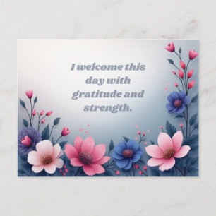 Färgglad Blommig Motivation Tacksamhet och Styrka Vykort