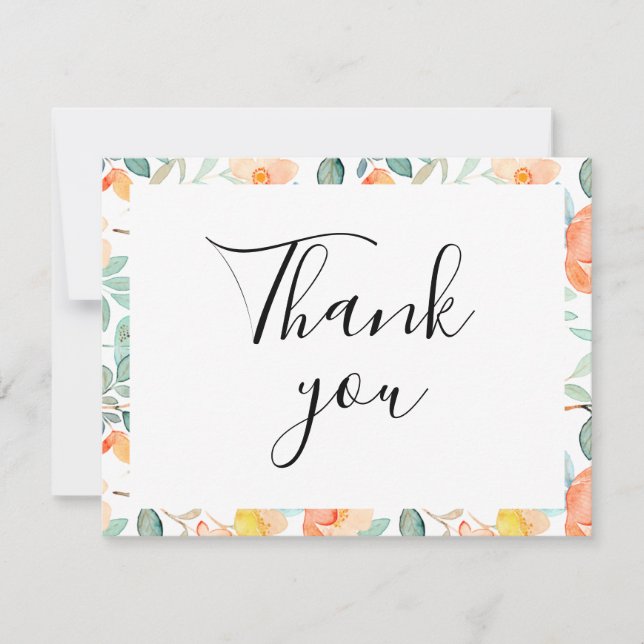 Färgglad Blommig Platt Tacksamhetskort Tack Kort (Framsida)