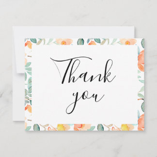 Färgglad Blommig Platt Tacksamhetskort Tack Kort
