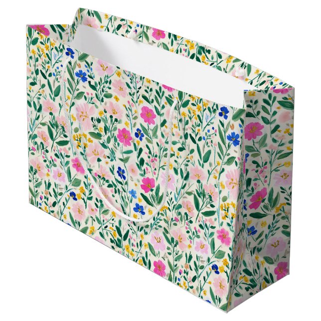 Färgglad Blommig Presentpåse (Baksidan Vinklad)