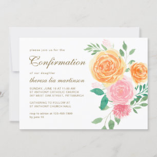 Färgglad blomster med bekräftelse av konfirmation inbjudningar